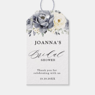 Etiqueta Para Presente Cinza de prata Ivory Floral Winter Boho Chá de pan