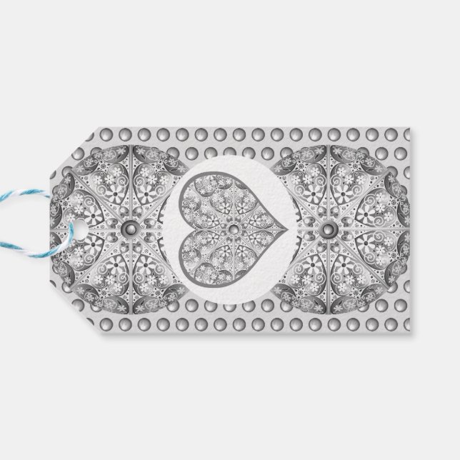Etiqueta Para Presente Cinza de rendas cerâmicas (Verso Horizontal)