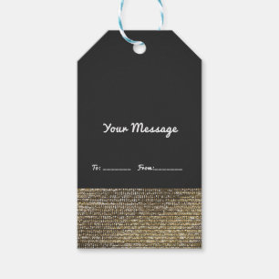 Etiqueta Para Presente Cinza & Dourado Modern Glam Sequins Chic Elegant F