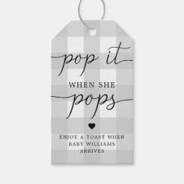 Etiqueta Para Presente Cinza Leve Gingham Pop Quando Pop Tag Favorável