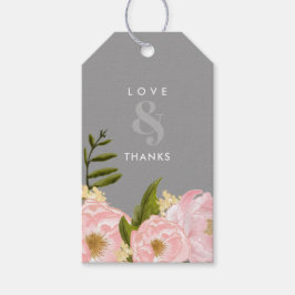 Etiqueta Para Presente Cinza | Pêonias Rosa Esbranquiçadas Obrigado Casam