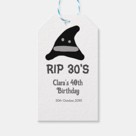 Etiqueta Para Presente Cinza preto RIP 30's 40º aniversário chapéu de bru