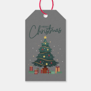 Etiqueta Para Presente Cinzas de Árvore de Natal Merry com marca personal