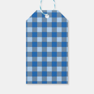 ETIQUETA PARA PRESENTE CINZAS DE PADRÃO DE XADREZ AZUL