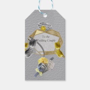 Etiqueta Para Presente Cinzas e tulipas amarelas na textura