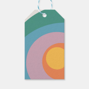 Etiqueta Para Presente Círculos de estilo retrô multicolorido