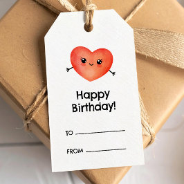 Etiqueta Para Presente Citação de aniversário feliz com coração feminino 