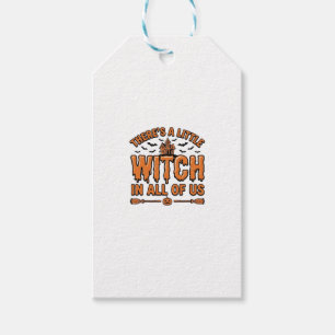 Etiqueta Para Presente Citação de Bruxa de Halloween Design Vetorial Vint