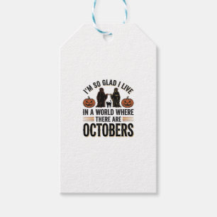 Etiqueta Para Presente Citação de Halloween Vintage de Outubro Desenho de