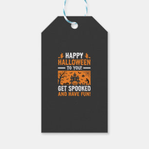 Etiqueta Para Presente Citação Feliz Halloween Casa Assombrada Assustador