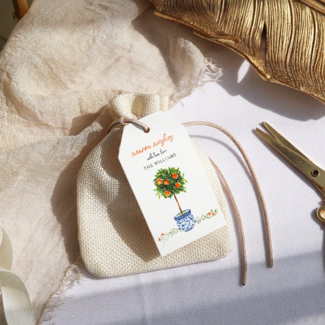 Etiqueta Para Presente Citrus Botanical Floral Natal (Criador carregado)