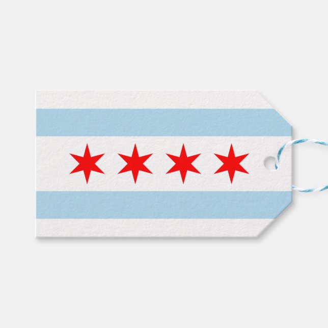 Etiqueta Para Presente City Flag de Chicago (Illinois) (Frente (horizontal))