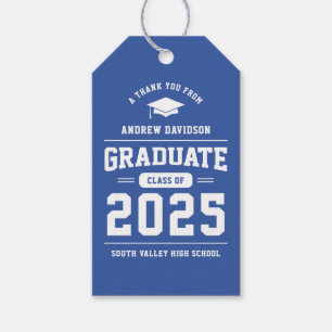 Etiqueta Para Presente Classe Moderna Azul do Vazio de Graduação 2025