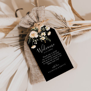 Etiqueta Para Presente Clássico Blush Wildflower Black Weding Bem-vindo