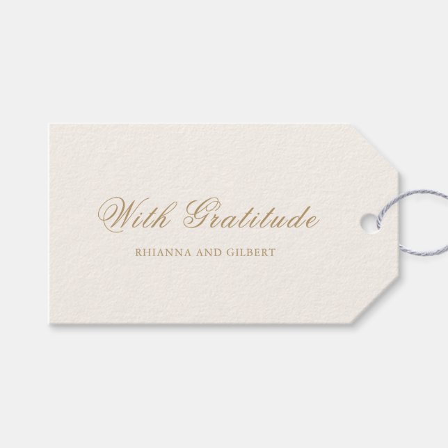 Etiqueta Para Presente Clássico Casamento Eterno Marfim e Dourado (Frente (horizontal))