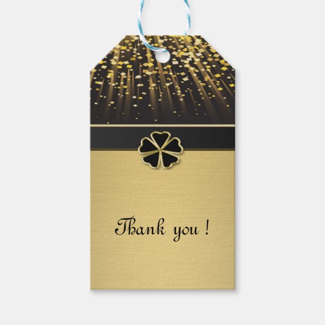 Etiqueta Para Presente Clássico Elegante Irlandês Shamrock,Faux Dourado C (Frente)