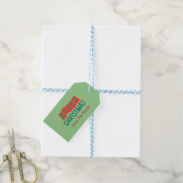 Etiqueta Para Presente Clássico Festivo Vermelho e Verde Feliz Natal