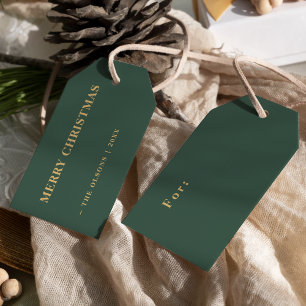 Etiqueta Para Presente Clássico Minimalista Verde de Natal