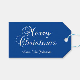 Etiqueta Para Presente Clássico Natal Feliz Caligrafia Azul