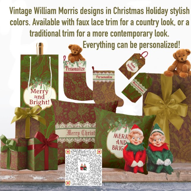 Etiqueta Para Presente Clássico Nostálgico William Morris Holiday (Criador carregado)