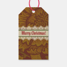 Etiqueta Para Presente Clássico Nostálgico William Morris Red Holiday