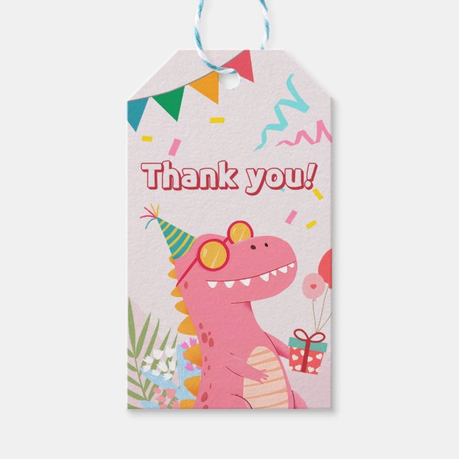 Etiqueta Para Presente Clomp, Crunch e Grol! Partido Dinossauro (Frente)