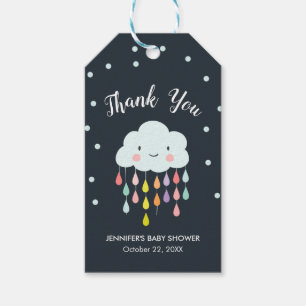Etiqueta Para Presente Cloud Raindrops Rainbow Neutral Obrigado Rapaz
