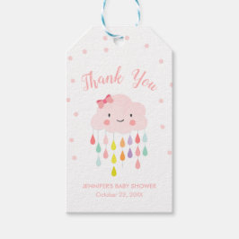 Etiqueta Para Presente Cloud Raindrops Rainbow Pink Blush Obrigado Garota