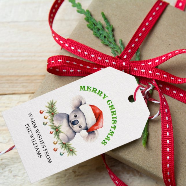 Etiqueta Para Presente Coala Australiano de Natal Personalizável (Criador carregado)