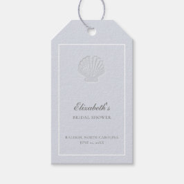 Etiqueta Para Presente Coastal Nautical Shell Elegant Blue Bridal Shower
