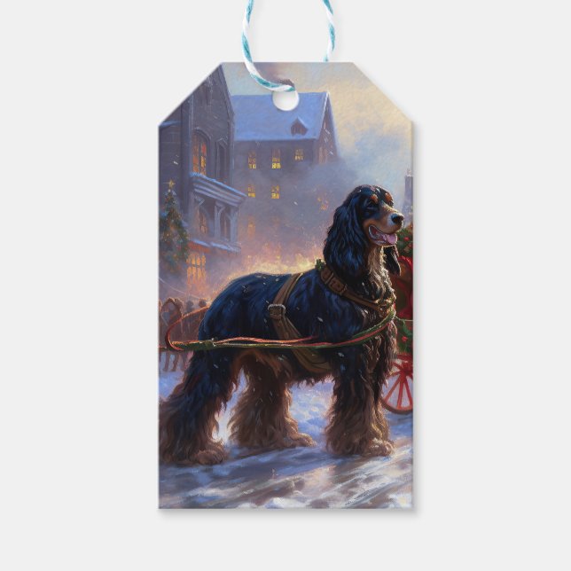 Etiqueta Para Presente Cocker Spaniel Temporada de Natal (Frente)