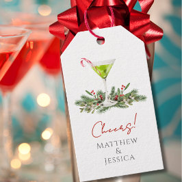 Etiqueta Para Presente Cocktail de Natal para Casais Candy Cane Martini