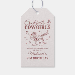 Etiqueta Para Presente Cocktails Burgundy Cowgirls Rodeio Favor de Aniver