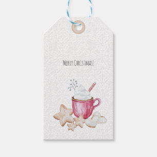 Etiqueta Para Presente Cocoa Quente De Natal E Biscoitos Aquarela