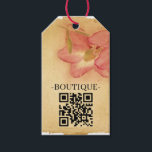 Etiqueta Para Presente Código QR Floral Parchment Antigo Vintage<br><div class="desc">Esta bela e única imagem floral antiga tem efeitos de pergaminho marrom claro antigo. Adicione texto personalizado e código QR do site (exclua se desejar) para atender às suas necessidades.</div>