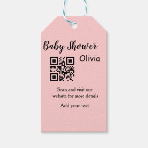 Etiqueta Para Presente Código QR simples para chá de bebê com nome texto