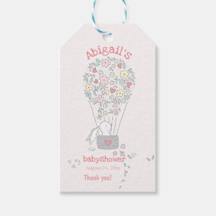 Etiqueta Para Presente Coelhinho Bonito no Balão de Ar - Babyshower Obri