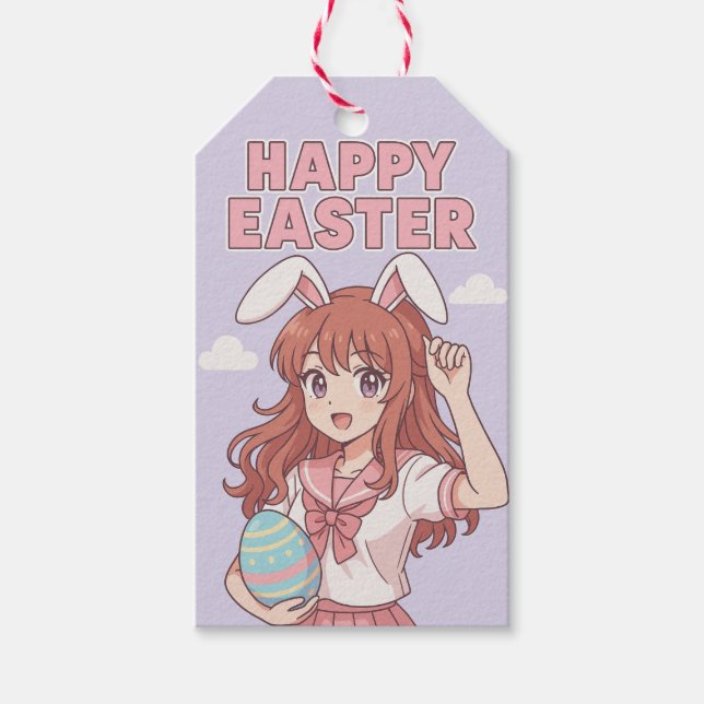 Etiqueta Para Presente Coelhinho de Páscoa Floral de Aquarela (Frente)