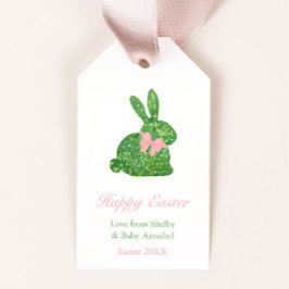 Etiqueta Para Presente Coelhinho de Topiaria Rosa e Verde para Chuveiro d