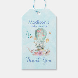 Etiqueta Para Presente Coelhinho Whimsical Andando em um Chá de Balão de 