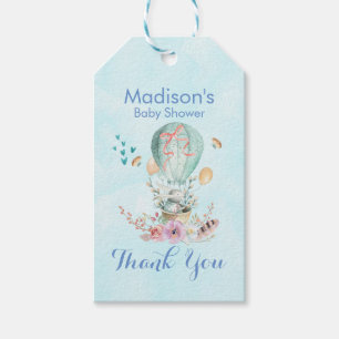 Etiqueta Para Presente Coelhinho Whimsical Andando em um Chá de Balão de