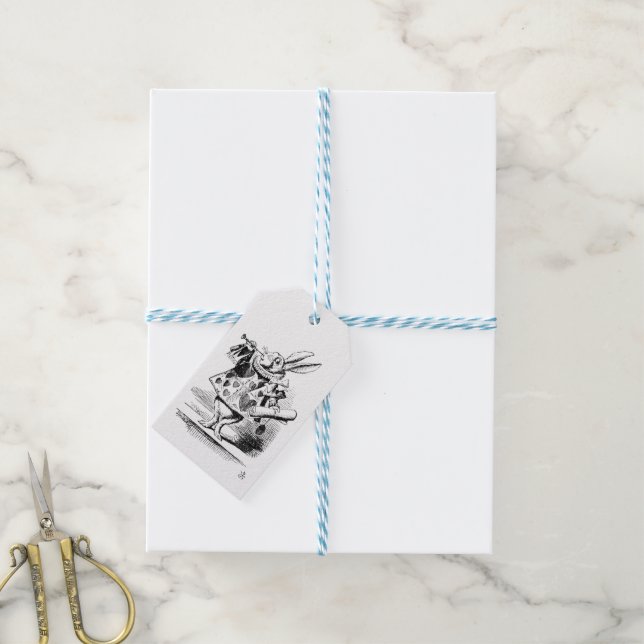 Etiqueta Para Presente Coelho Branco, de Alice's Adventures (Com cordão)