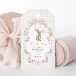 Etiqueta Para Presente Coelho de Laço Rosa Balão de Aniversário Obrigado