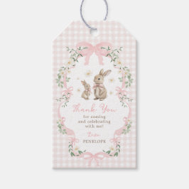 Etiqueta Para Presente Coelho de Laço Rosa Menina Bebê Chuveiro Obrigado