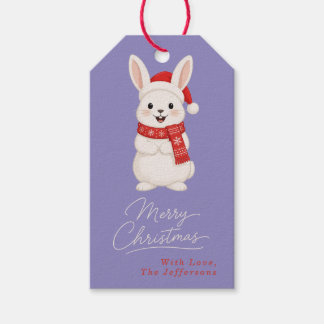 Etiqueta Para Presente Coelho de Natal Fofo Roxo