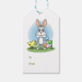 Etiqueta Para Presente Coelho de Páscoa com os ovos de Páscoa coloridos
