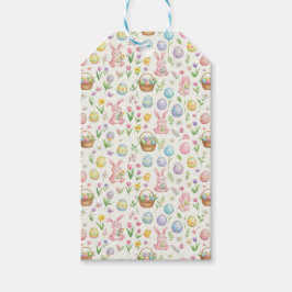 Etiqueta Para Presente Coelho de Páscoa e Estampa Floral em Pastéis Capri