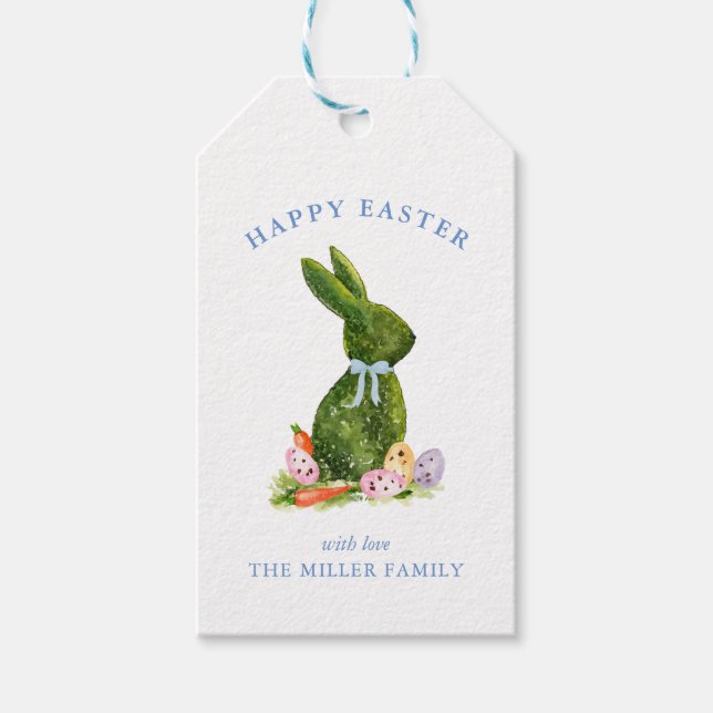 Etiqueta Para Presente Coelho de Páscoa em aquarela fofa  (Frente)