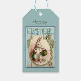 Etiqueta Para Presente Coelho de Páscoa Vintage Retro