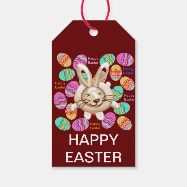 Etiqueta Para Presente Coelho felz pascoa e ovos (Frente)
